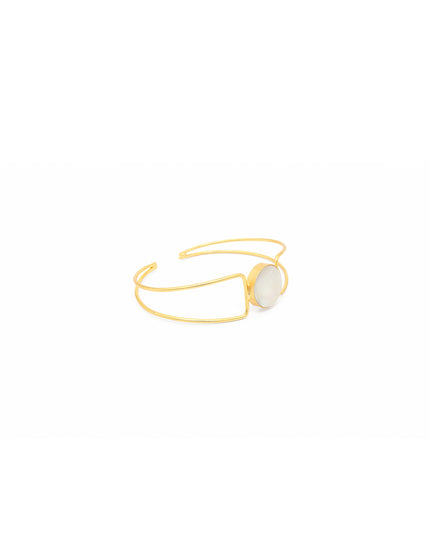 Pearl Accent Open Cuff Bracelet – Gold Finish | Mukta Collection