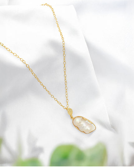 Baroque Pearl Pendant Necklace – Gold Chain | Mukta Collection
