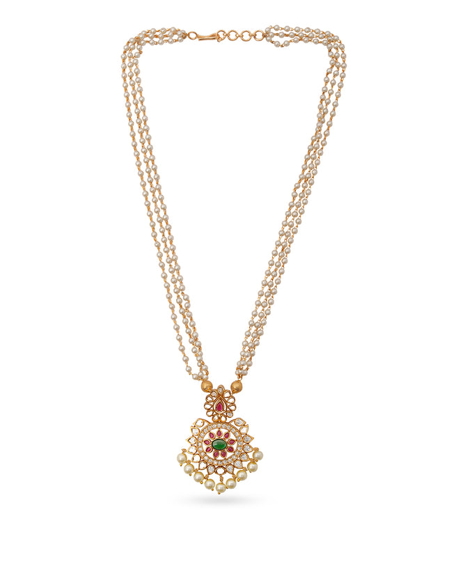 Meenakari Pearl Necklace & Earrings