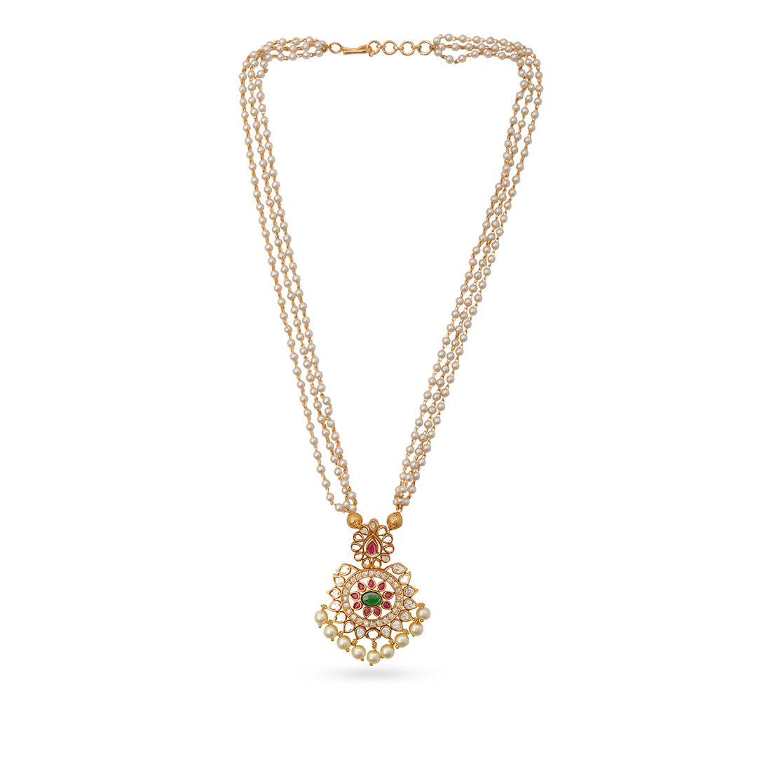 Meenakari Pearl Necklace & Earrings