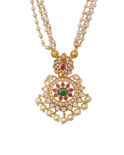 Meenakari Pearl Necklace & Earrings