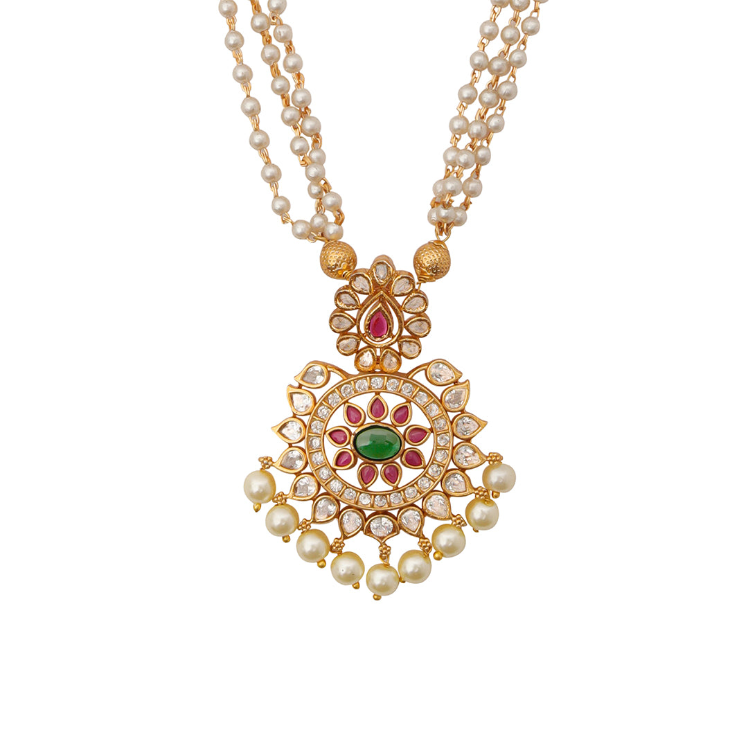 Meenakari Pearl Necklace & Earrings
