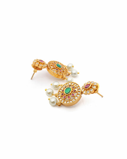 Meenakari Pearl Necklace & Earrings