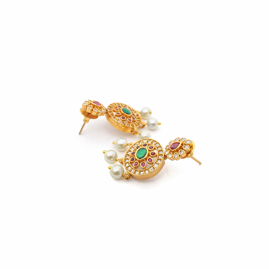 Meenakari Pearl Necklace & Earrings