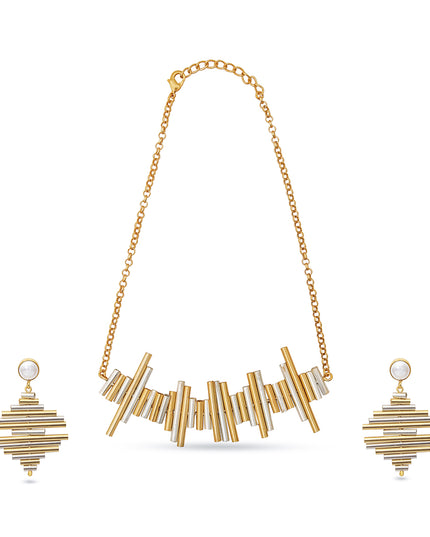 Zarina Set – Geometric Bar Necklace & Earrings