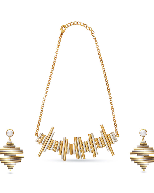 Zarina Set – Geometric Bar Necklace & Earrings