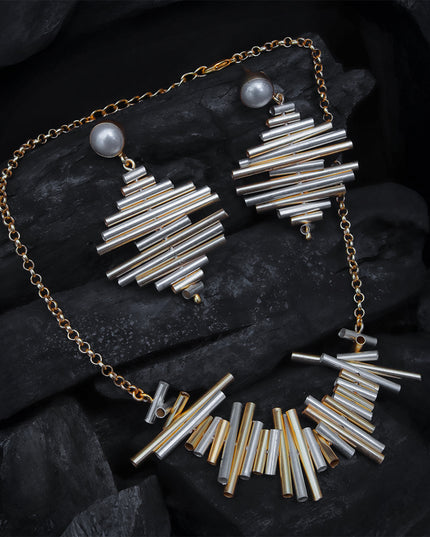 Zarina Set – Geometric Bar Necklace & Earrings