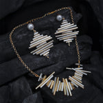 Load image into Gallery viewer, Zarina Set – Geometric Bar Necklace &amp; Earrings
