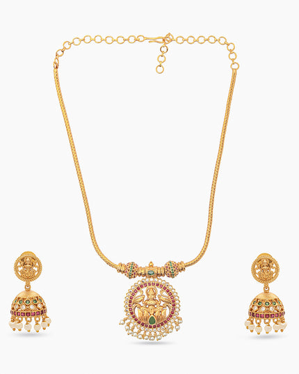 Devika Set – Temple Necklace with Jhumka Earrings