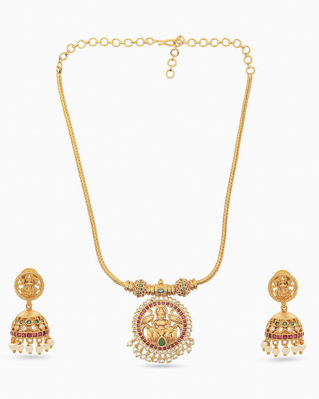 Devika Set – Temple Necklace with Jhumka Earrings