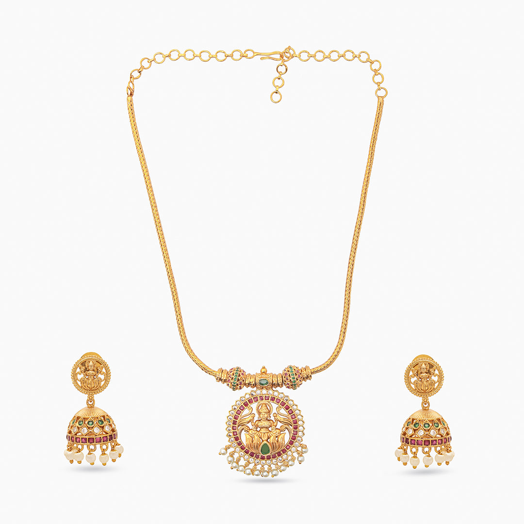 Devika Set – Temple Necklace with Jhumka Earrings