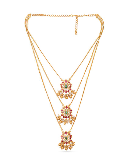 Layered Pendant Necklace with Earrings