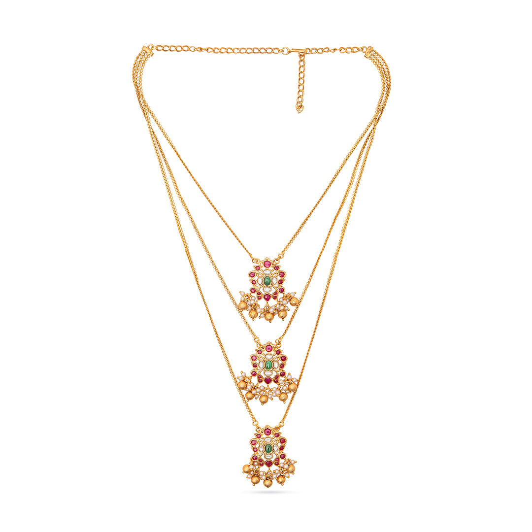 Layered Pendant Necklace with Earrings