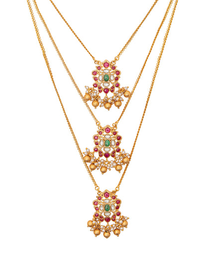 Layered Pendant Necklace with Earrings