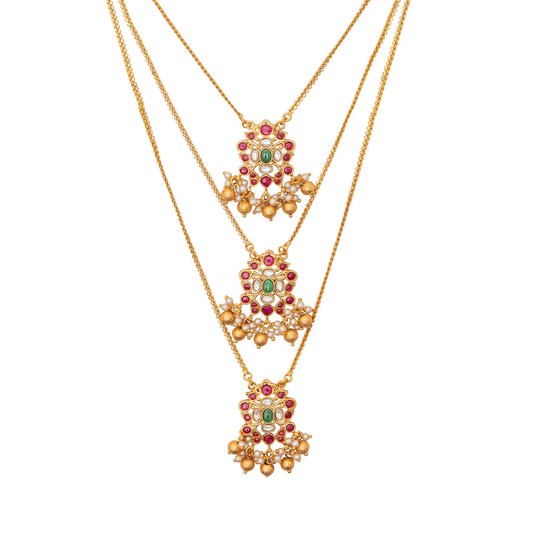 Layered Pendant Necklace with Earrings