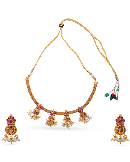 Vanmayi Set – Heritage Coin Necklace with Temple Earrings