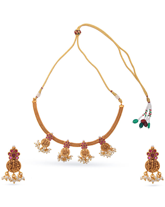 Vanmayi Set – Heritage Coin Necklace with Temple Earrings