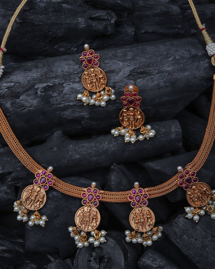 Vanmayi Set – Heritage Coin Necklace with Temple Earrings