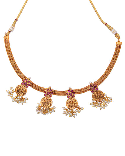 Vanmayi Set – Heritage Coin Necklace with Temple Earrings