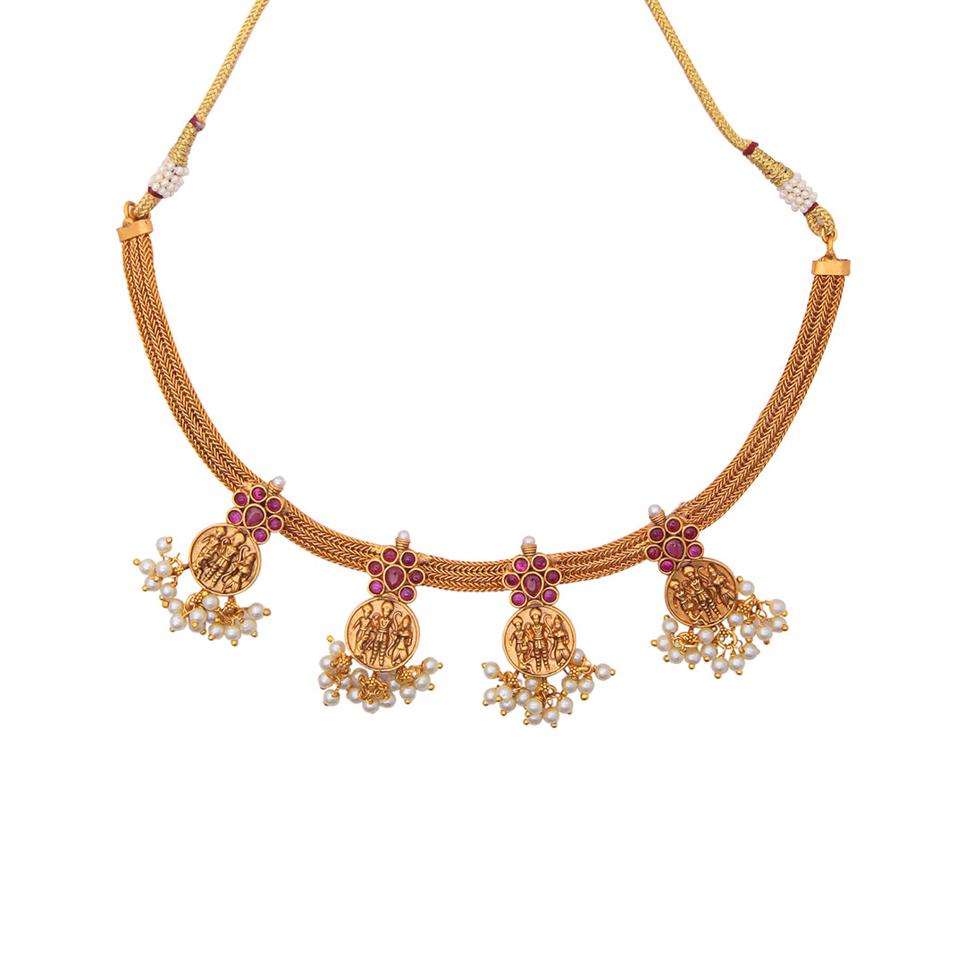 Vanmayi Set – Heritage Coin Necklace with Temple Earrings