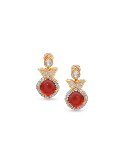 Rudrakshi Set – Red Stone & Polki Pearl Necklace