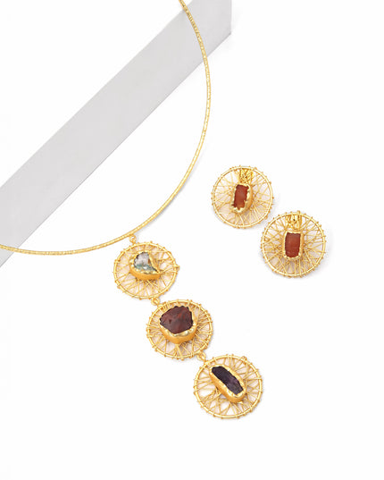 Trinity Gemstone Cascade Necklace Set