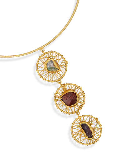 Trinity Gemstone Cascade Necklace Set