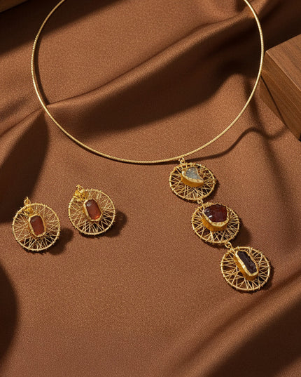 Trinity Gemstone Cascade Necklace Set