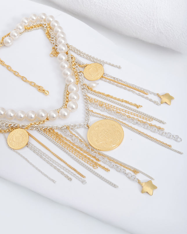 Royal Coin Cascade Necklace
