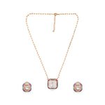 Load image into Gallery viewer, Indira Set – Geometric Polki Pendant Necklace &amp; Earrings
