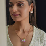 Load image into Gallery viewer, Indira Set – Geometric Polki Pendant Necklace &amp; Earrings

