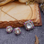 Load image into Gallery viewer, Indira Set – Geometric Polki Pendant Necklace &amp; Earrings
