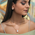 Load image into Gallery viewer, Indira Set – Geometric Polki Pendant Necklace &amp; Earrings
