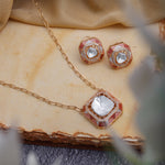 Load image into Gallery viewer, Indira Set – Geometric Polki Pendant Necklace &amp; Earrings
