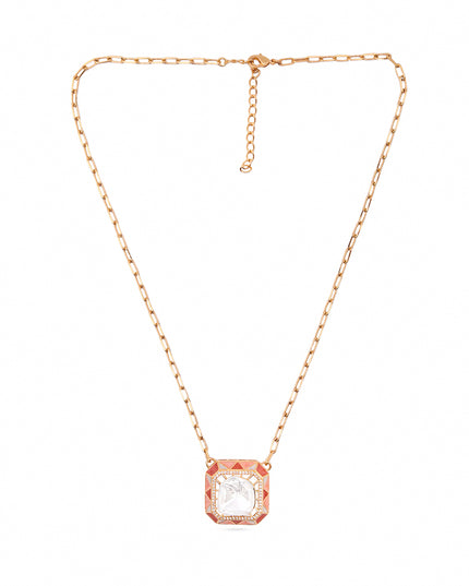 Indira Set – Geometric Polki Pendant Necklace & Earrings