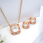 Load image into Gallery viewer, Indira Set – Geometric Polki Pendant Necklace &amp; Earrings
