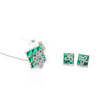Load image into Gallery viewer, Eira Set – Green Crystal Pendant &amp; Earrings
