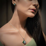 Load image into Gallery viewer, Eira Set – Green Crystal Pendant &amp; Earrings
