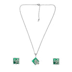 Load image into Gallery viewer, Eira Set – Green Crystal Pendant &amp; Earrings
