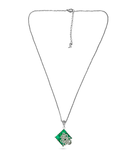 Eira Set – Green Crystal Pendant & Earrings