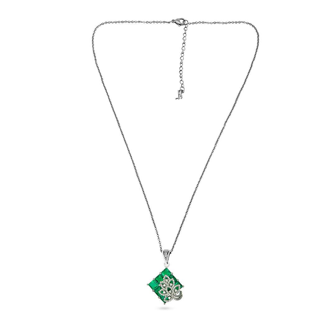 Eira Set – Green Crystal Pendant & Earrings