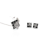 Load image into Gallery viewer, Zoya Set – Black Stone Pendant &amp; Earrings
