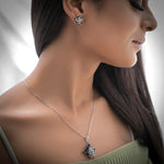 Load image into Gallery viewer, Zoya Set – Black Stone Pendant &amp; Earrings
