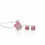 Load image into Gallery viewer, Inaya Set – Pink Stone Pendant &amp; Earrings
