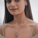 Load image into Gallery viewer, Inaya Set – Pink Stone Pendant &amp; Earrings
