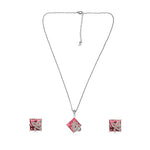 Load image into Gallery viewer, Inaya Set – Pink Stone Pendant &amp; Earrings
