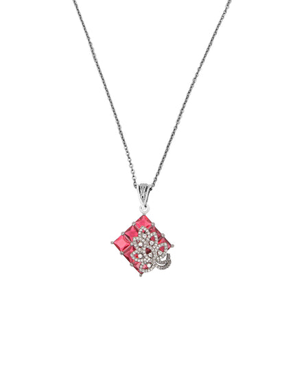 Inaya Set – Pink Stone Pendant & Earrings