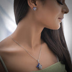 Load image into Gallery viewer, Ravya Set – Blue Crystal Pendant &amp; Earrings
