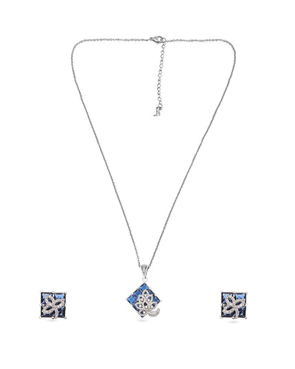 Ravya Set – Blue Crystal Pendant & Earrings