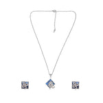 Load image into Gallery viewer, Ravya Set – Blue Crystal Pendant &amp; Earrings
